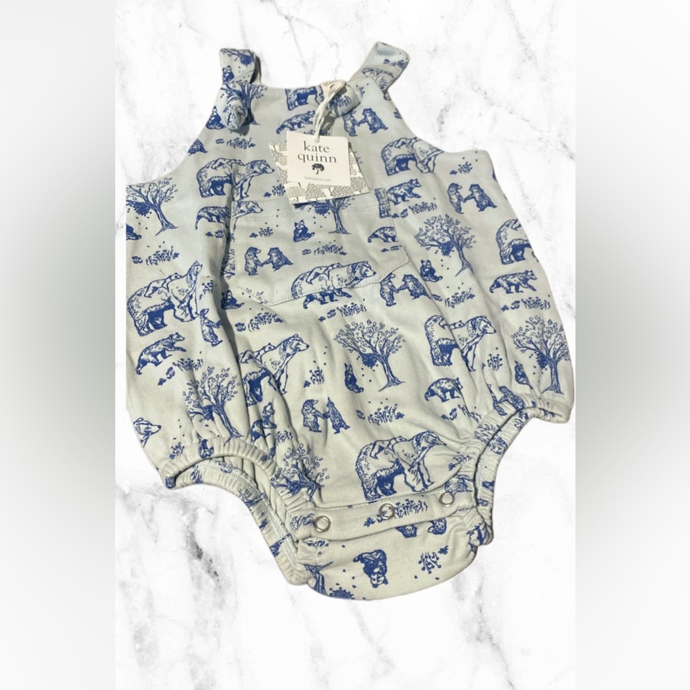 Kate Quinn pocket overall bubble lapis bear family size 2t